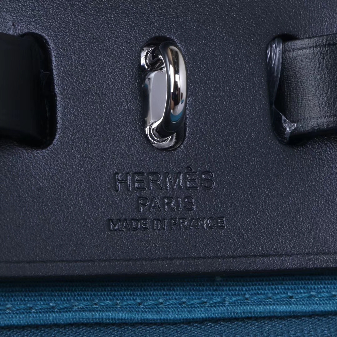 Hermès（爱马仕）herbag 31cm 黑拼伊兹密尔蓝 帆布