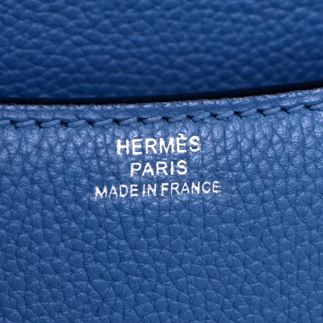 Hermès（爱马仕）Constance 空姐包 R2玛瑙蓝 evercolor 银扣 19cm