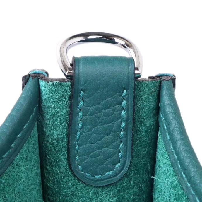 Hermès（爱马仕）mini evelyne 17cm 孔雀绿  银扣  togo