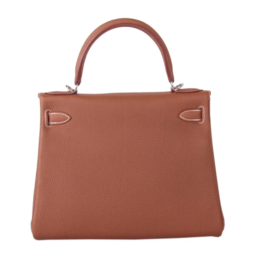 Hermès（爱马仕）Kelly凯莉包 金棕色 togo 银扣 28cm