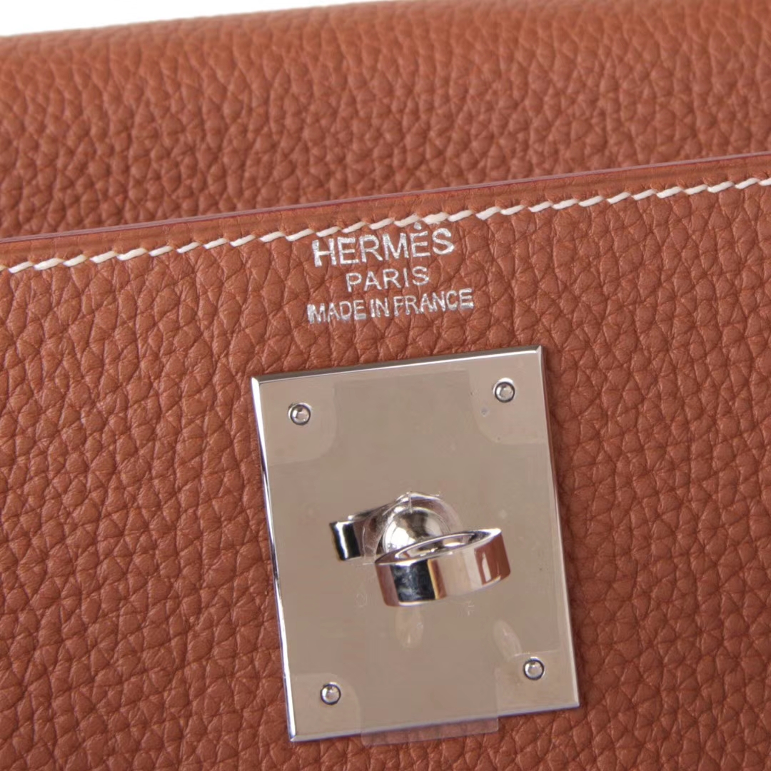 Hermès（爱马仕）Kelly凯莉包 金棕色 togo 银扣 28cm