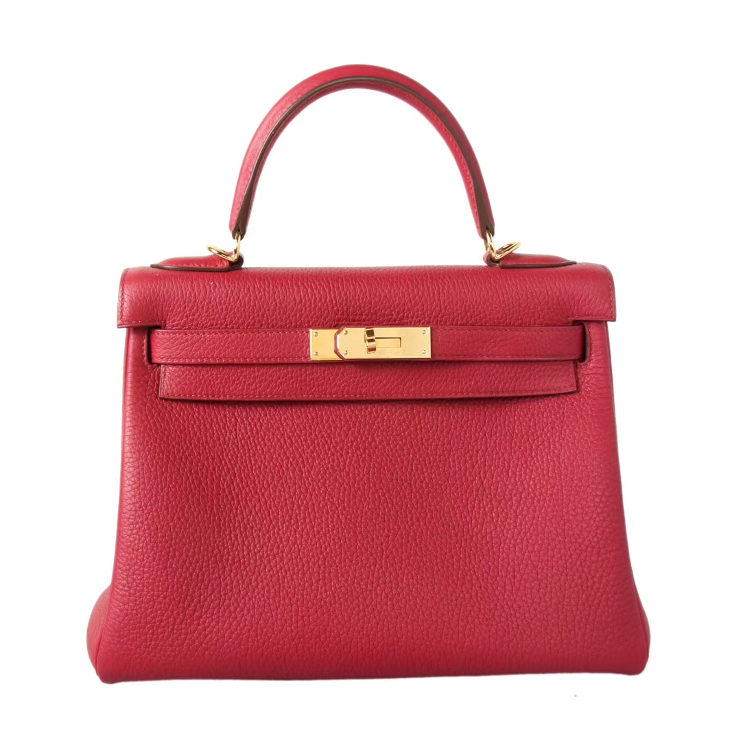 Hermès（爱马仕）Kelly凯莉包 宝石红 togo 金扣 28cm