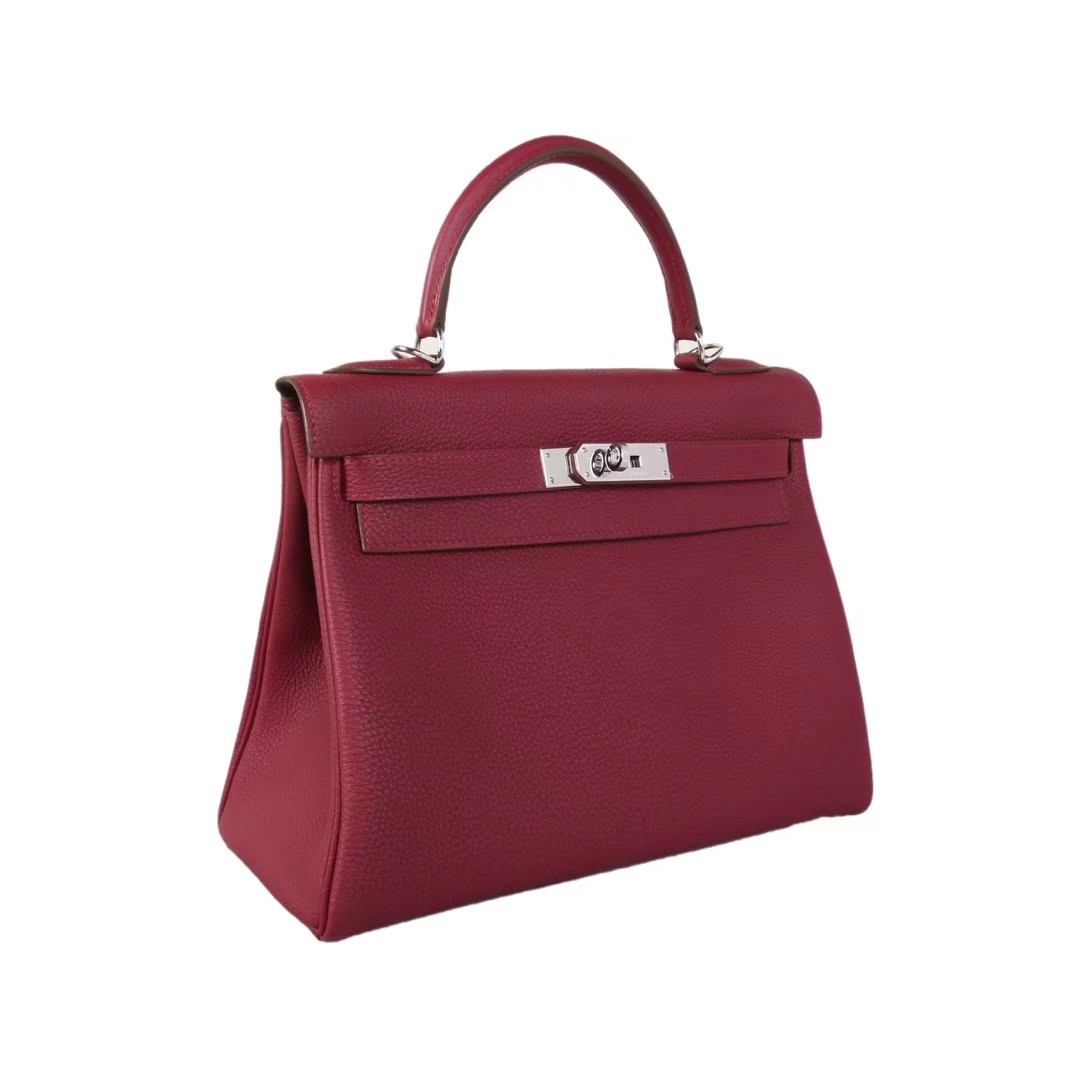 Hermès（爱马仕）Kelly 凯莉包 托斯卡紫 togo 银扣 28cm